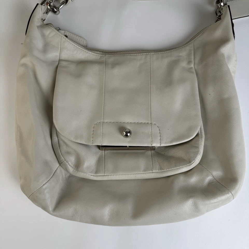 Bandolera Coach Kristin 16808 Bolso de Mano de Cuero Marfil Vintage Y2K Bolso Cartera de Cuero Foto 3 de 4
