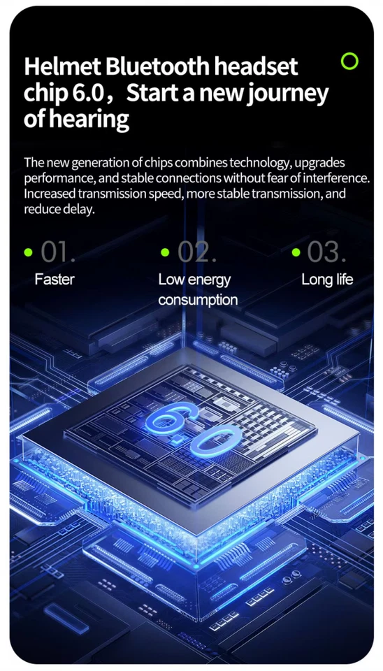 Bluetooth 6.0 Motorrad Helm Headset Kopfhörer Freisprecheinrichtung Wasserdicht - Bild 4 von 4