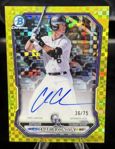 2026 Bowman Chrome Charlie Condon Rookie Auto Yellow Refractor Limited /75