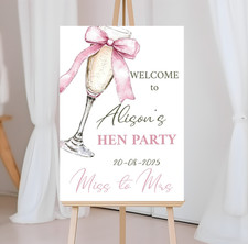 Personalised hen do  Pink Welcome sign, A3 poster, glossy  party banner,