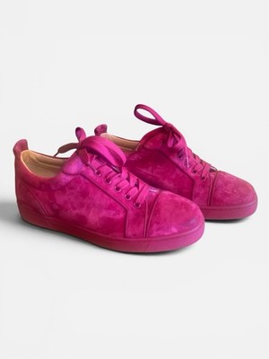 Christian Louboutin Women s  40 Pink Suede Low Top Lace-Up Sneakers Athletic