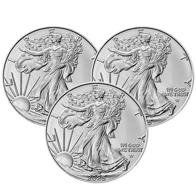 #ad Lot of 3 2025 $1 American Silver Eagle 1 oz BU $268.83