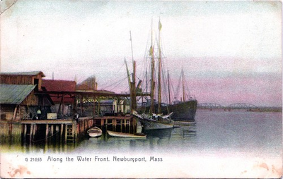 #ad ALONG WATER FRONT newburyport ma antique postcard massachusetts coast boats $4.44