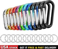 12PCS Carabiner Clip 2.2" Aluminum D-Ring Clip Keychain Hook Multicolor Outdoor
