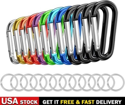 12PCS Carabiner Clip 2.2'' Aluminum D-Ring Clip Keychain Hook Multicolor Outdoor