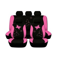 Sandfren 9PCS Butterfly Print High Back Car Seat Covers Set - Pink