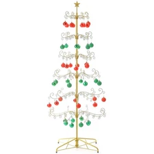 6 Ft Wrought Iron Christmas Tree Display Stand, 6-Tiers Metal Ornament Holder...