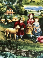 Currier and Ives Fabric Pastoral Farm Pattern Quilting Treasures Cotton Yardage
