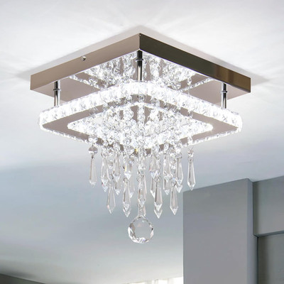 FRIXCHUR Quadratischer Kristall Kronleuchter Moderne Kristall Deckenleuchte LED 