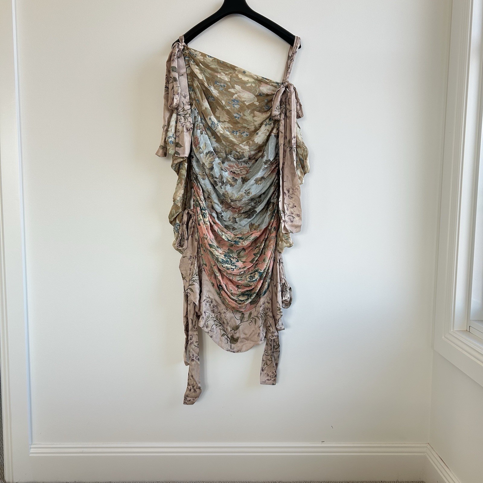 Zimmermann Unbridled Elixir Dress Size 3 AU 14/US 10 Silk Wrap Mini Pastel EUC