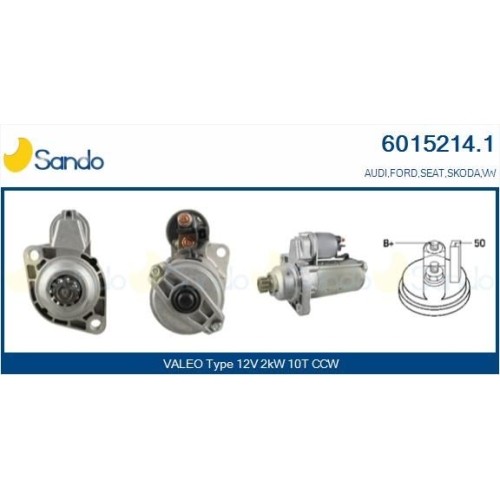 Démarreur Sando 6015214.1 performant pour mécanique Ford Vag 1.4kW