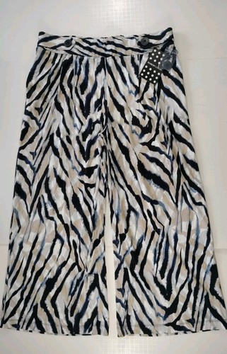 ROBERT LOUIS-NWT-Women's Multicolor Print Wide Leg Cropped Pants-Size L