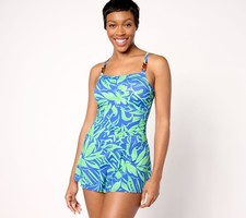 Susan Graver Women's Swimsuit Sz 16 Soleil Ruched Swim Multi-colored A636605