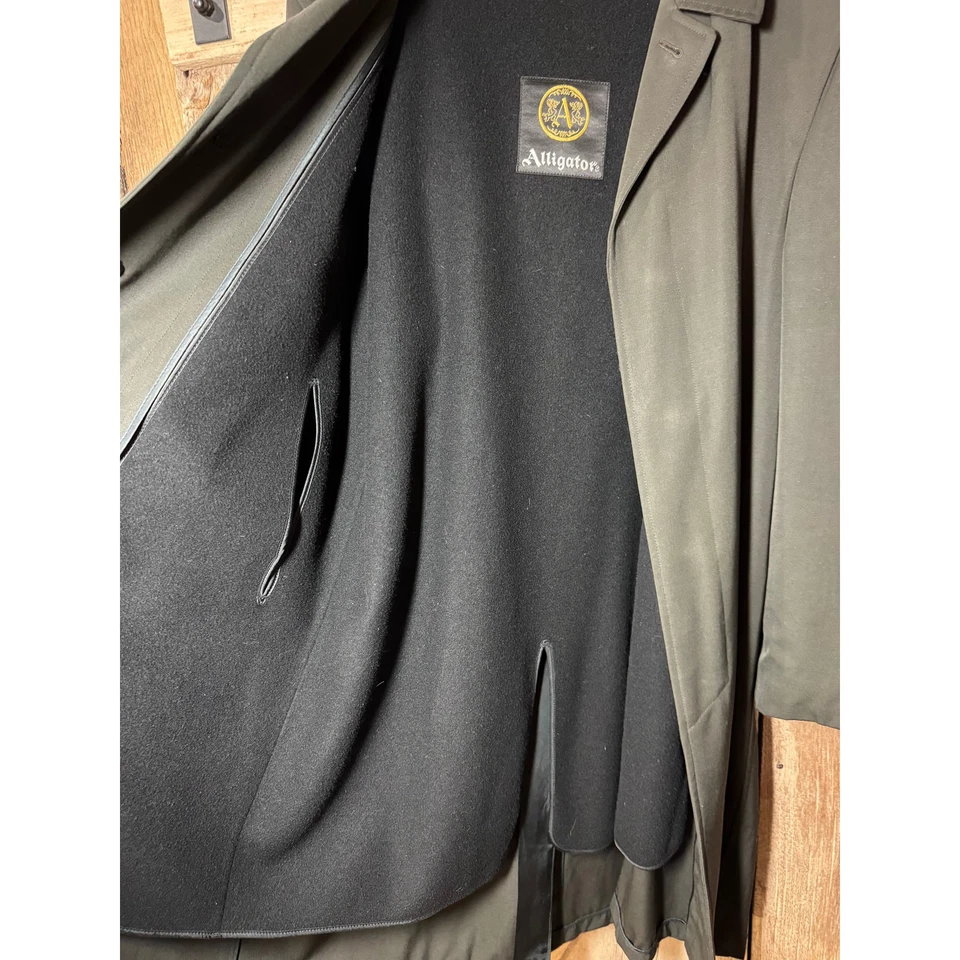 Abrigo de Gabardina Etiqueta Dorada Caimán De Colección Unisex Repelente al Agua Fosa Forro con Cremallera Foto 4 de 4