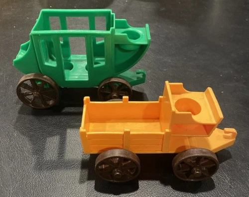 Vintage Fisher Price Little People Western Town Carriage Stagecoach & Wagon Lot