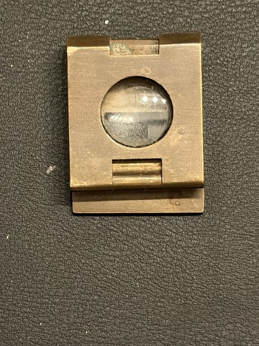 Vintage Folding Magnifying Glass Brass Linen Tester Pocket Loupe 1.5”