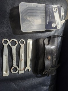 MAFAC Bicycle Tool Kit w/ Leather Pouch & Tube Repair Kit Silver/Black