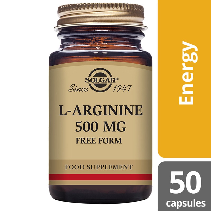 Solgar L-Arginine 500mg 50 Capsules Amino Acid Food Supplement Vegan Gluten Free