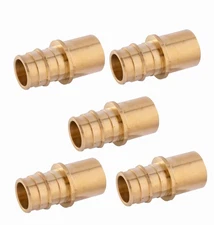 Pack of 5 Pex A Expansion Full Flow Brass Fitting 1/2x 1/2 Male Sweat Adapter...