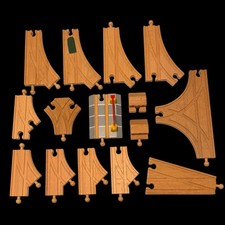 15-pc Lot Of Wooden Switch Tracks Compatible W/ Brio, Thomas  Friends, Etc.