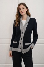 J. Crew Women's Black Gray Wool Cashmere Blend Cardigan XS Button Front Pockets