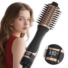 Hair Dryer Brush, Hot Air Brush Digital Display, Blowout Brush Ceramic Barrel, H
