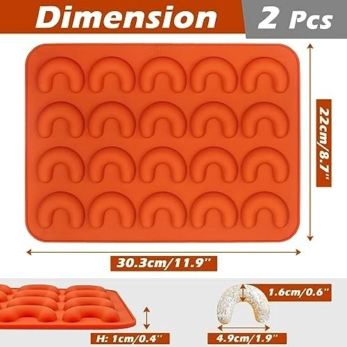 Webake Vanillekipferl Backform Silikon 2 Stück Vanillekipferl Form Silikonform - Bild 3 von 4