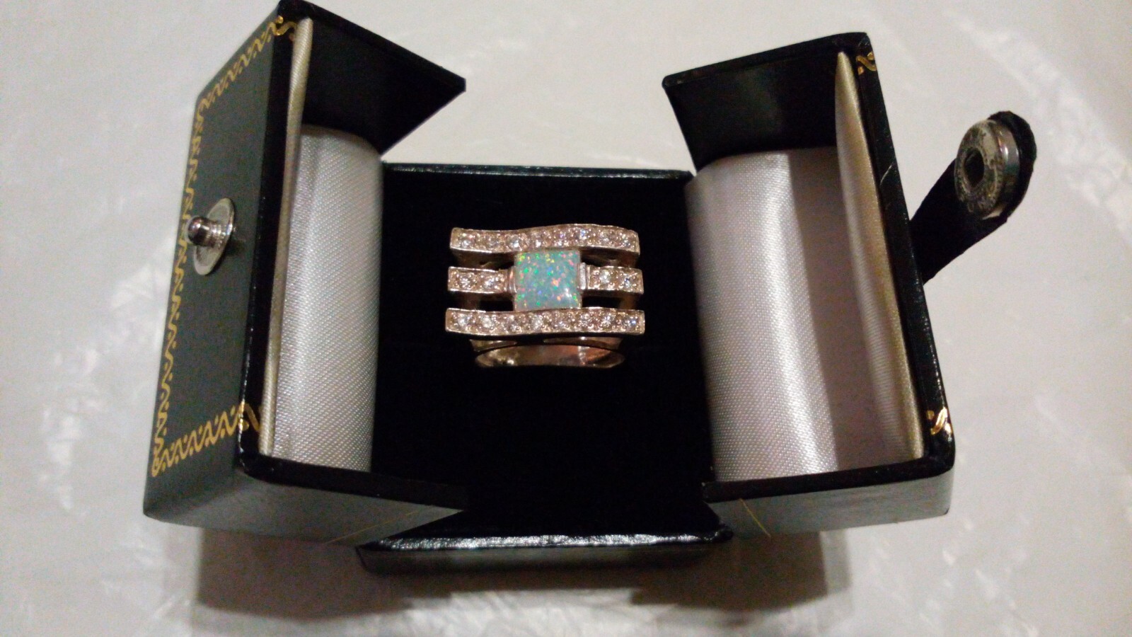 STATEMENT Sterling Silver FIRE OPAL & Diamonique … - image 2