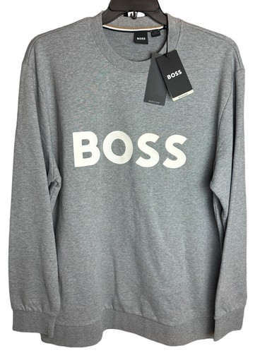 Hugo BOSS XXL Soleri Gray French Terry Pullover sweatshirt Big Logo NWT $198 - Picture 4 of 16