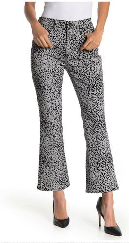 Sz 25 Rag & Bone HANA jeans Gray High Rise VELVET Cheetah Bootcut Crop NWT $225 - Picture 8 of 12