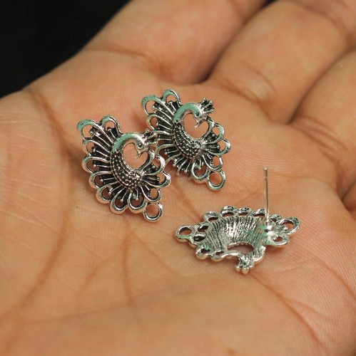 22x14mm German Silver Pecock Earring Components - Picture 2 of 8