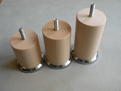 Couchfüße Möbelfüße Polsterfüße Holzfüße M8 Buche Natur ∅60mm Höhe 8cm bis 25cm. - Picture 2 of 25