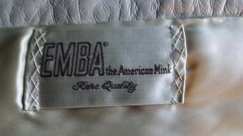 Vintage XS/S Funky chevron creamy/white mink trench, white/gray leather stripes - Picture 6 of 9