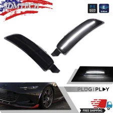 Smoke Lens White LED Front Wheel Side Marker Lights For 2016-23 Mazda Miata MX-5