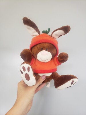 PLÜSCH KAROTTE TOP DUNKELBRAUN HASE KANINCHEN STOFFTIER PLÜSCHTIER ORANGE HOODIE ASDA