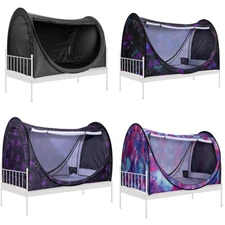 Pop-Up Bed Tent Twin Size Canopy Tent Privacy Space with 4 Doors & Mosquito Mesh