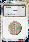 'Liberty Walking' - PCI - Half Dollar - 1942 S