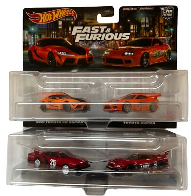 ミニカー Hot Wheels GT-R R34,80 Supra Hot Wheels Premium 2 Pack Toyota Supra & Nissan Skyline Silhouette