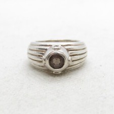 Beautiful Sterling Silver 925 Smokey Quartz Thick to Thin Ring Size 5 K3175