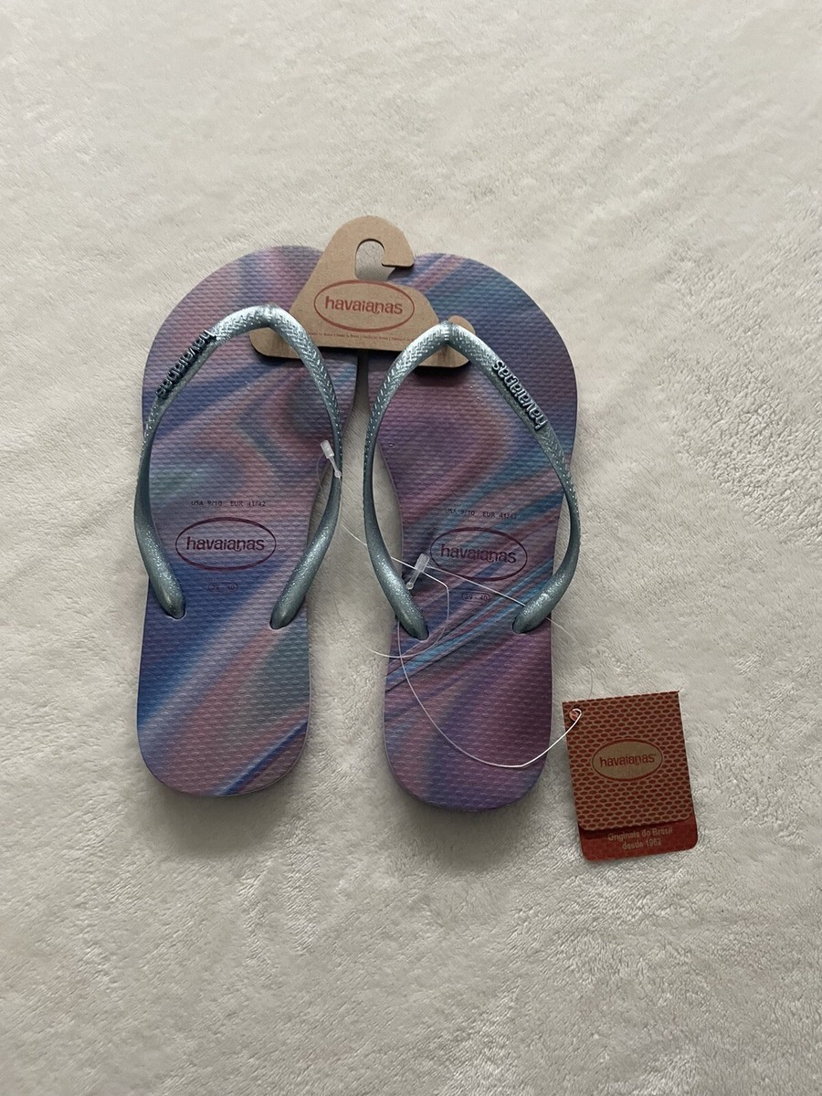 Havaianas Slim Iridescent Flip Flops Sandals Quiet Lilac