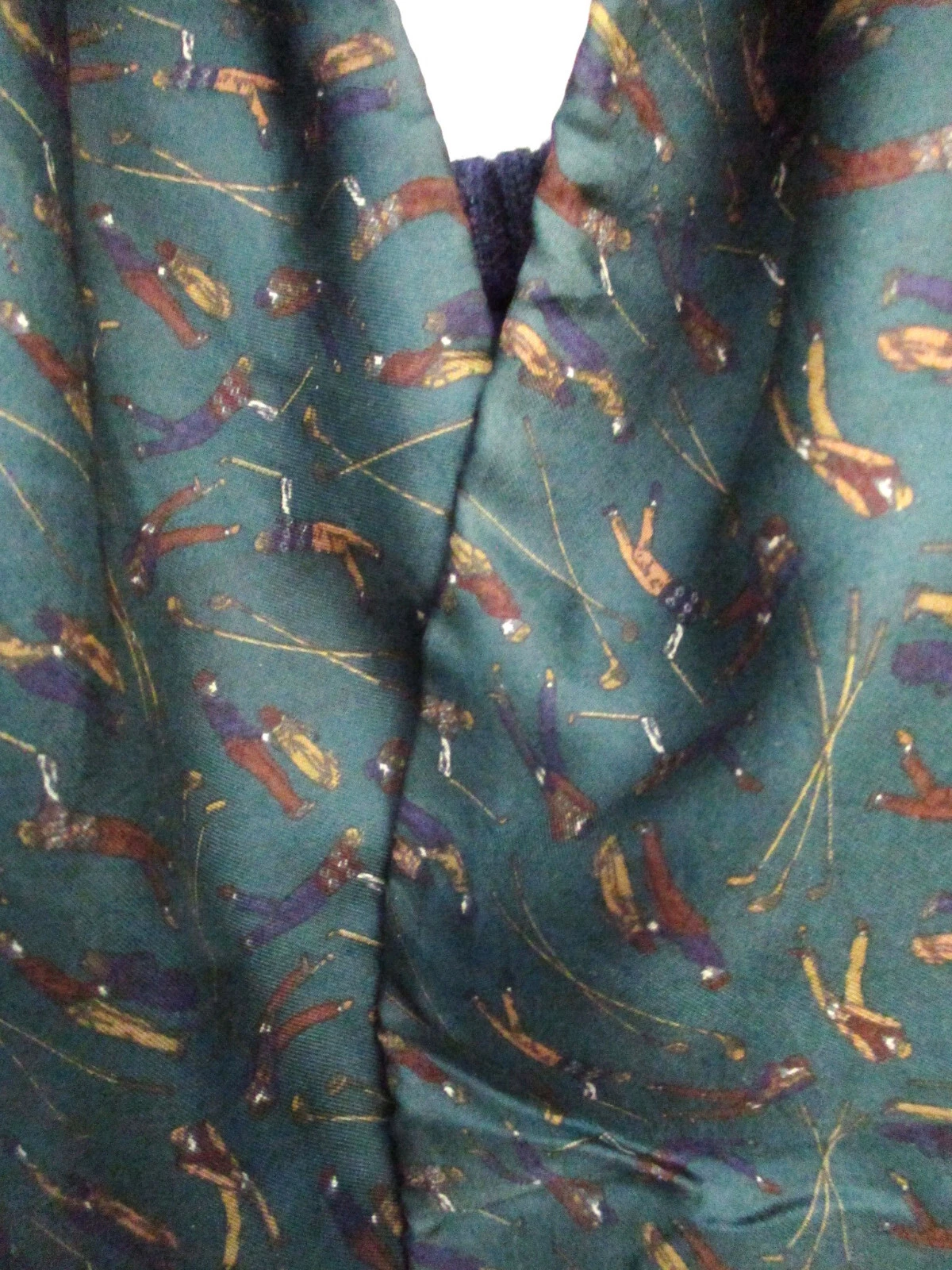 Green Golf Print Silk and Wool Opera Scarf Made in Italy Vintage Country Club