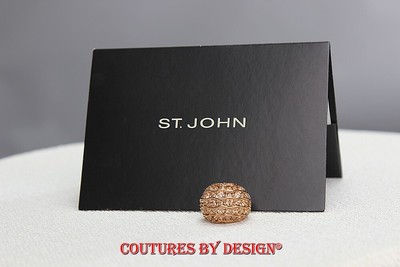 St John Knits Domed Rose Gold Cocktail Ring w/Swarovski Crystals 7.0 NWT