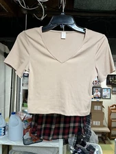 Romwe Tan Cropped Top Size Medium 