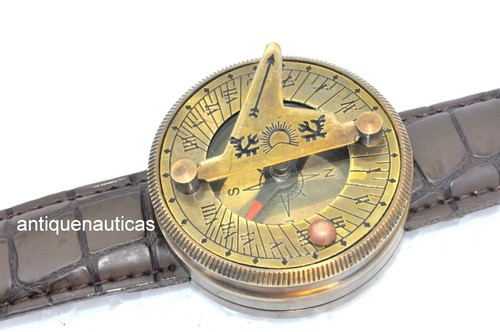 LOT OF 10 PCS Marine Sundial Wrist Watch Steampunk Antique Brass Sundial Compass - 第 5/5 張圖片