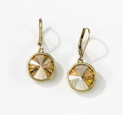 Touchstone Crystal ANTIQUE LULU EARRINGS Swarovski 1773E Gold Tone