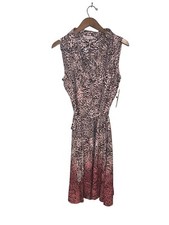 Nanette Lepore Sleeveless Dress Size 10 Pleated Belt Animal Print Ombre Pink NWT