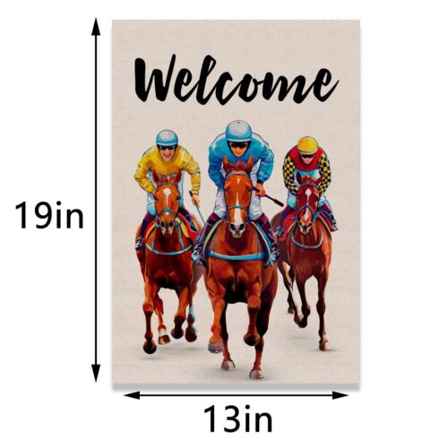 Kentucky Derby Garden Flag Horse Racing Festival Decoration Linen Indoor Outd... - Picture 5 of 6