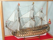 Model of San Felipe Spanish Fighting Ship in Display Case