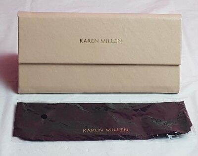 KAREN MILLEN Biege Kunstleder faltbares Brillenetui mit Putztuch 