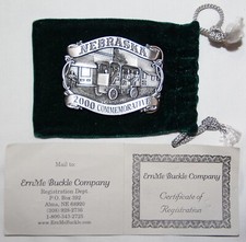 VINTAGE 2000 NEBRASKA COMMEMORATIVE BELT BUCKLE BY ERNME BUCKLE 461 OF 1000